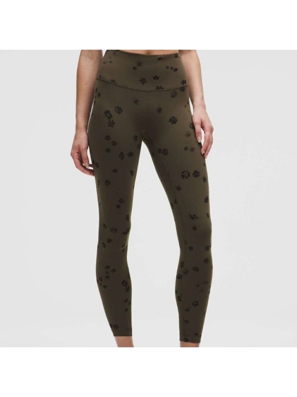 Lululemon Wunder Train High Rise Tight 25" Black Olive Floral Breeze Size 2